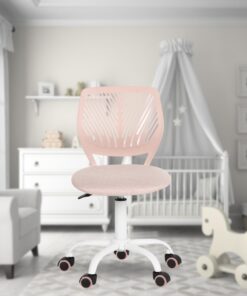 FurnitureR Versátil para niños, Trabajo sin apoyabrazos con Altura Ajustable, Silla de Estudio giratoria Colorida para la Escuela y la Oficina en casa, Rosa, Metal, Morandi Pink, 44 x 40 x 87 cm