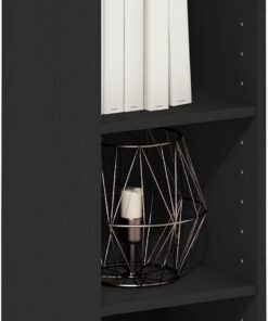 Furinno Fulda De 3 Niveles con Estante De Almacenamiento De 25 Cm De Ancho, 23,5 X 24,8 X 80 Cm, para Sala De Estar, Dormitorio Y Oficina En Casa, Madera Negra