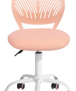 FurnitureR - Silla de Oficina Ajustable en Altura, Silla giratoria con diseño de Respaldo pequeño Agujero, Oficina sin reposabrazos, Silla de Oficina, Oficina de Dormitorio, Rosa Claro