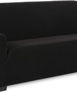 TIANSHU Funda Elástica para Sofá, Funda Sofa 3 Plaza, Ajustables Fundas Sofa Elasticas, Proteger el sofá, Funda de Sofá con Reposabrazos Antideslizante Antimanchas Lavable (Negro)