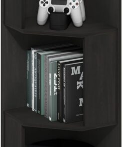 Furinno ECON - Estante esquinero de 3 Niveles, estantes de Almacenamiento de pie, Estante de exhibición de Cubo, para organización y Almacenamiento, Sala de Estar, Oficina en casa, Espresso Oscuro