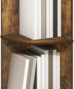 Furinno ECON Estantería Esquinera De 4 Niveles para Libros, Ideal para Organizar Y Almacenar En Sala De Estar Y Oficina En Casa, Color Pino Ámbar