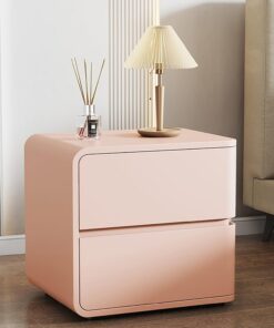 Organizador Almacenamiento Clásica,Muebles de Dormitorio Mesilla de Noche,Mesitas de Noche de Madera,con 2 cajones,para Dormitorio, Sala de Estar, Pasillo. ( Color : Pink , Size : LEFT_40X40X47CM )