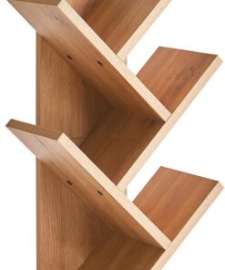 YMYNY Estantería de árbol, Librería, Estante de Pie para Libros, Librería Vertical para salón, Sala de Estar, Dormitorio, Oficina, 60 cm, Color Roble