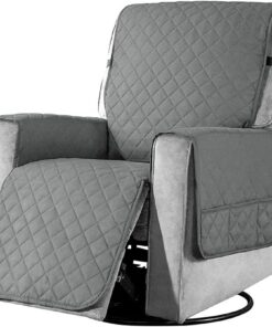 Fundas de sillón reclinable, sofá de 1 plaza antideslizante para sillones, silla, cubre suave, protector lavable en casa para niños y mascotas, pequeño (gris claro)