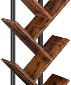 HOOBRO Estantería para árbol Alta, Estante para Libros de 8 Niveles, Libre de pie, estantería Industrial con estantes de Madera, para Sala de Estar, Oficina en casa, marrón rústico, EBF08SJ01G1