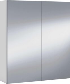 ARKITMOBEL Mueble Camerino Dos Puertas para Baño, Modulo con Espejo y Estantes, Acabado en Blanco Brillo, Medidas: 60 cm (Ancho) x 65 cm (Alto) x 21 cm (Fondo)