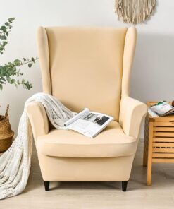 Funda para sillón orejero de 1 Asiento elástica Fundas de sillón con Orejas 2 Piezas Cubre Sillón Fundas para sillas con Respaldo de alas Beige B