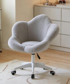 Taburete de tocador, Silla de Maquillaje, Giro de 360°, Altura Ajustable, fácil de Montar, Adecuado para dormitorios y tocadores,Gris,Nylon Feet