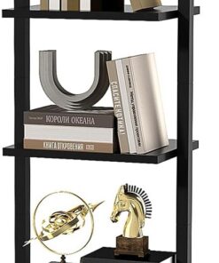 YMYNY Estantería Escalera, Estantería de 5 Niveles, Librería de Pie para Sala Estantería de Almacenaje, para la Sala de Estar, Oficina, Dormitorio, 40 x 30 x 178CM, Negro HBC015B