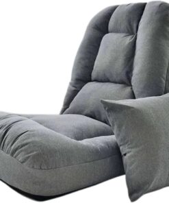 Silla Tipo puf Sofá Perezoso Plegable, Asiento con Respaldo de Cama Tatami for Dormitorio, sillón reclinable Sofá Pera(Grey)