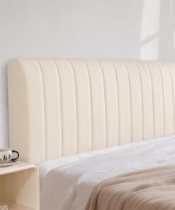 Funda para cabecero de cama acolchada de color beige con relleno, elástica, resistente al polvo, lavable, protege del desgaste y las manchas, para decoración de dormitorio (70 x 200 cm)
