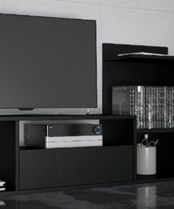 Homemania HOMARB-014 Mueble TV Sumatra con Estantes, Aglomerado Melamínico, Negro, 120 x 30 x 65 cm