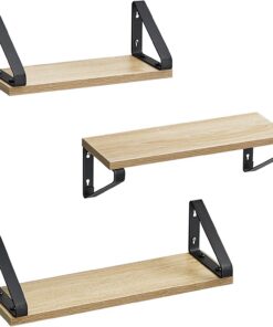 VASAGLE Estantes de Pared, 2 Formas de Montaje, Cocina | Estante flotante, lote de 3, estante de almacenamiento suspendido, sala de estar, cocina, oficina, cuarto de baño
