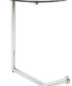 Kare Design Mesa auxiliar Easy Living, cristal claro, Ø46cm, Plata, Acero, vidrio, sala de estar | Mesa de centro, vidrio de seguridad templado, acero cromado, con ruedas, diseno moderno, soporta hasta 15 kg, para el salon