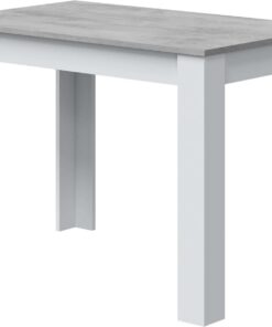 Habitdesign – Mesa Auxiliar Fija, Mesa para Comedor o Cocina, hasta 4 Comensales, Color Blanco Artik y Gris Cemento, 108,5x67x78 cm - Modelo Cloe