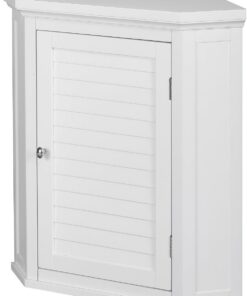 Unidad de almacenaje de Esquina para baño, montada en la Pared, en el Armario de Madera de Versanora, MDF, Blanco, 57.15 x 38.1 x 60.96 cm