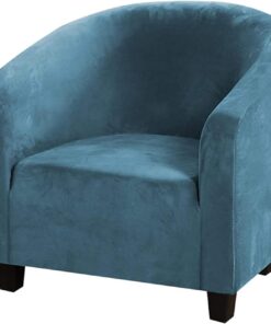 Funda de Terciopelo Suave para Silla de bañera, Fundas de Silla de Cubo de Alta Elasticidad, Fundas Suaves para sillas de Club, Fundas para sillón para Comedor, Sala de Estar, cafetería (Azul Claro)