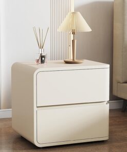Organizador Almacenamiento Clásica,Muebles de Dormitorio Mesilla de Noche,Mesitas de Noche de Madera,con 2 cajones,para Dormitorio, Sala de Estar, Pasillo. ( Color : Beige , Size : LEFT_40X40X47CM )