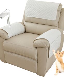 Fundas para sillón, protector de sofá, fundas de reposabrazos de sofá, funda para reposacabezas para sofá reclinable, fundas protectoras impermeables antideslizantes para brazos de sofá (color blanco,