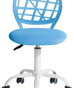 FurnitureR Silla de Gaming para niños, Silla de Oficina, Silla Gamer, Silla de Escritorio, diseño Moderno ergonómico, sin Brazos, Ajuste de Altura del Asiento, Ruedas de Goma, Azul