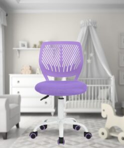 FurnitureR Silla de Oficina Multiusos para niños, Silla de Trabajo sin apoyabrazos de Altura Ajustable, Silla de Estudio giratoria Colorida para la Escuela y la Oficina en casa, púrpura