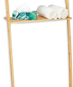 Relaxdays Estantería sobre Lavadora, 2 Estantes, Mueble Encima Secadora o WC, 175 x 66 x 30 cm, Baño, Natural
