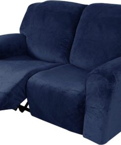 ele ELEOPTION Funda de Sillón Reclinable Relax, Funda de Sillón Extensible de Terciopelo, Funda de Sillón de Masaje Lavable en Casa, Protector de Sillón Reclinable - 2 Plaza (6 Piezas), Marina