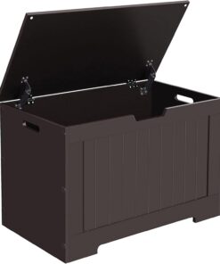 VASAGLE Baúl de Almacenamiento, Banco de Almacenamiento, Banco de Entrada con 2 bisagras de Seguridad, Banco de Zapatos, Estilo Granja, 15.7 x 29.9 x 18.9 Pulgadas, para Entrada, Dormitorio, Sala de