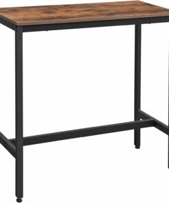 VASAGLE Mesa de Bar, Mesa de Cocina Rectangular Estrecha, Mesa Alta con Marco de Metal Robusto, 100 x 40 x 90 cm, Montaje Sencillo, Diseño Industrial, Marrón Rústico y Negro LBT10X