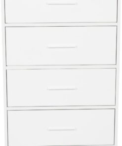 Cómoda con 4 cajones ESTORIA 58x30x91,5 cm Cómoda de Estilo escandinavo para despacho Dormitorio salón, Blanca