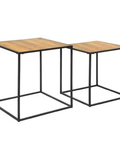 AKTIVE MAX Home Set 2 mesas Nido de Centro, 37x37x35 cm, 37x37x40, Peso máximo 5 kg, Cuadradas, Mesitas auxiliares, Decoración salón, Comedor, Habitación, Estructura metálica Negra (18508)