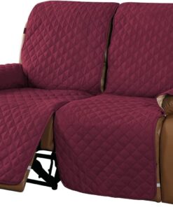 Funda for Silla Reclinable Relajante Funda Acolchada for Sofá Reclinable, Protectora Sillón Antiincrustante Antideslizante Protección De Sofá con Banda Elástica(Vino Rosso,2 Posti)