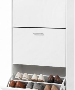 VASAGLE Zapatero con 3 Compartimientos, Zapatero con 3 Niveles Ajustables, para Entrada, Pasillo, Sala de estar, Dormitorio, 60 x 24 x 120 cm (Largo x Ancho x Alto), Blanco LBC03WT