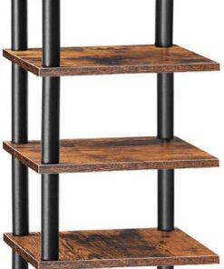 HOOBRO Estantería para Zapatos, Estante Zapatero de 8 Niveles, Organizador de Zapatos, para Entrada, Vestíbulo, Sala de Estar, Dormitorio, Marrón Rústico y Negro EBF22XJ01