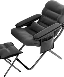AIZYR Sillón Reclinable Plegable con Otomana, Juego De Sofás Sillón De Lectura para Dormitorio, Sala De Estar, Dormitorio Universitario Y Oficina,Gris