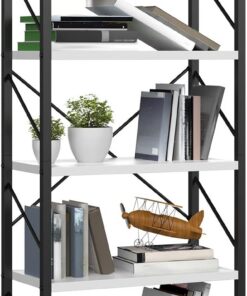 YITAHOME Estantería de 5 Niveles, Estantería Clásica Moderna, Estante para Libros, Estantes de Almacenamiento en Sala de Estar, Oficina en Casa, Organizador de Libros para Libros, Películas, Blanco