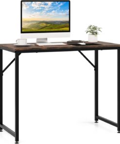 FANTASK Escritorio, Escritorio de Oficina de 100 cm, Escritorio pequeño para Ordenador (marrón rústico)