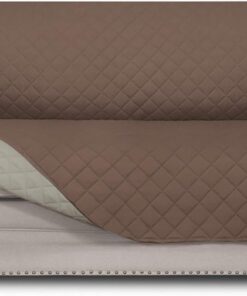Easy-Going Funda Reversible para sofá biplaza de 2 Cojines, Protector de Muebles Resistente al Agua con Varillas de Espuma y Correas elásticas para Mascotas (sofá biplaza, marrón/Beige)