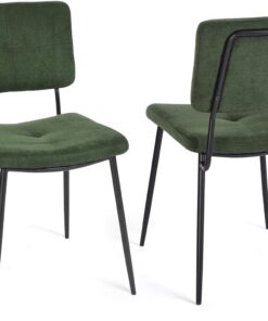 MEUBLE Cosy Juego de 2 Sillas de Comedor Retro Tapizadas en Tela sin Reposabrazos con Patas Metal para Cocina Salón Dormitorio