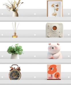 Gucass 4 Piezas Estanteria Pared Sin Taladrar, 30cm Estantes Flotantes Acrílico, Baldas Blancas de Pared, Floating Shelves para Decoración Baño, Entrada Recibidor, Cocina, Ahorra Espacio en el Hogar