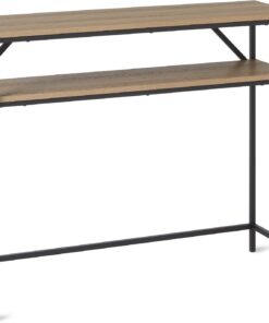 Amazon Basics Consola Rectangular con Estante de Almacenamiento, Estructura de Acero, 30 x 100 x 80 cm (Fondo x Ancho x Alto), Acabado en Roble