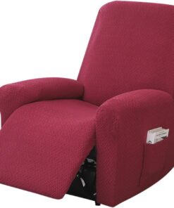 Funda para sillón relax, funda de sofá elástica dividida todo incluido, 4 piezas, lavable, C/hiva s, resistente a la abrasión y a los arañazos (burdeos)