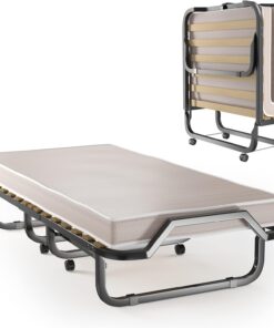 GOPLUS Cama plegable para 1 persona 90 x 200 cm, cama plegable para adultos con colchón de memoria de 10 cm ortopédico, carga 130 kg, cama plegable para invitados y otopedia (blanco)