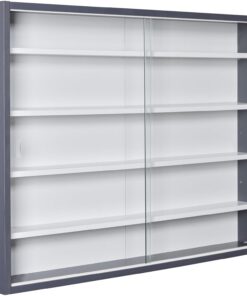 Inter Link - Vitrina de colección - Estantería de pared - Vitrina de cristal - Estantería colgante - MDF - Gris y Blanco (80x60x9.5 cm) Collecty Gris