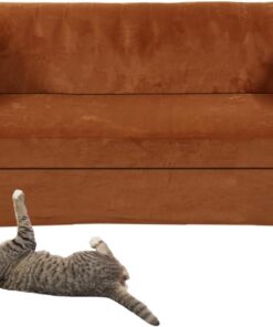 Funda de sofá Chesterfield de terciopelo con funda de cojín de asiento, estilo vintage (Red CoffeeLove), protector de sillón curvo grande de 2 plazas