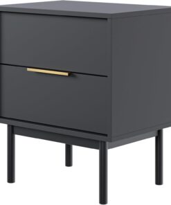 Selsey Viviaro - Mesita de Noche (54 cm, con 2 cajones, Patas de Madera Negra)