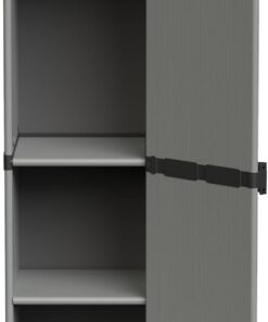 Adventa: Armario de Resina de PVC y PP, 1 Puerta, 3 estantes, fácil de Montar, Modular System, Resistente, Apto para ambientes Interiores y Exteriores, 34 x 40 x 165 cm, Gris y Negro