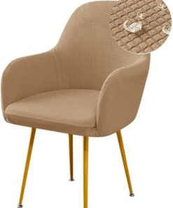 Fundas elásticas for sillas de Comedor, Impermeables, de Jacquard, con Respaldo Curvo y reposabrazos, Funda for sillón Giratorio de tocador(Khaki,6 PCS)