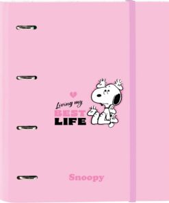 Safta SNOOPY - Carpeta 4 Anillas de 35 cm con 100 Hojas A4, Ideal para Niños de Diferentes Edades, Cómoda y Versátil, Calidad y Resistencia, 27x3.5x32 cm
